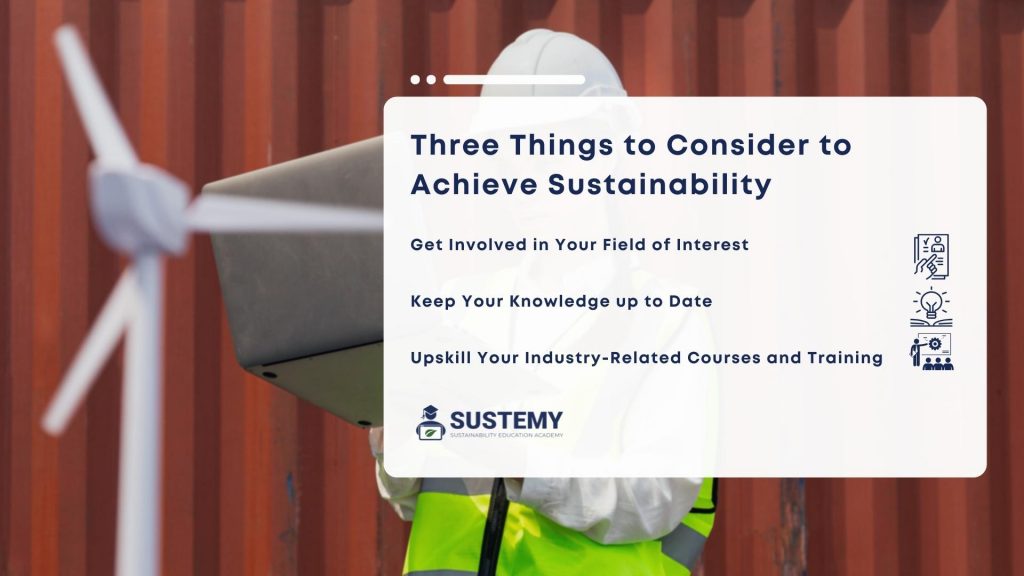 Sustainability career tips Infographic of the three things need to be considered to achieve sustainability